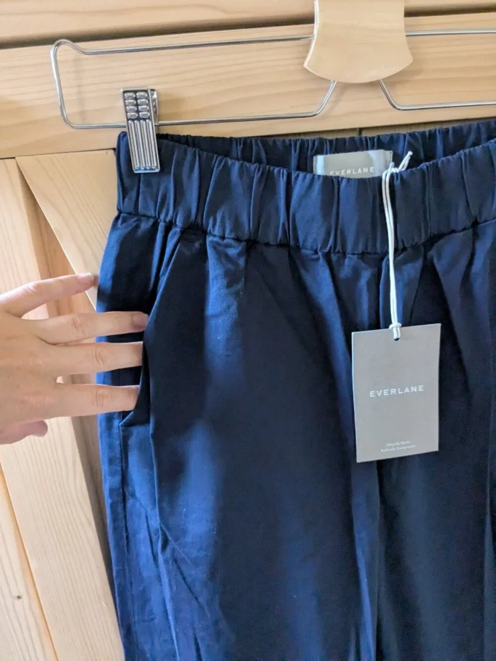Everlane Easy Pant Size XS Dark Navy Blue High Rise Straight Leg Trousers NWT